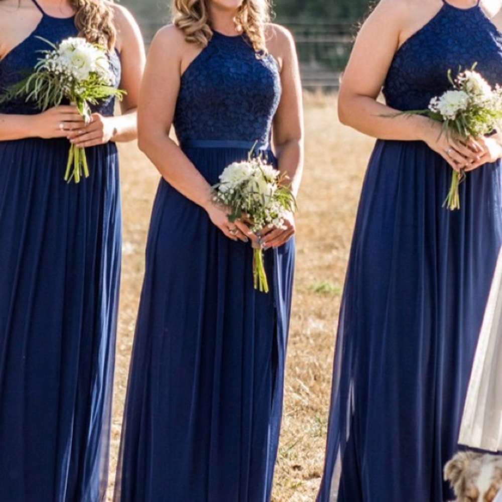 Navy Blue Lace Top David’s Bridal Bridesmaid Dress